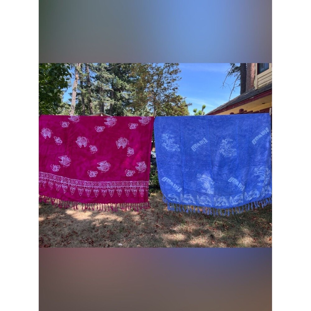 Beach sarong wrap skirt bundle pink & blue coverup pool swim Hawaii summer